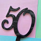 Number 50 black fancy silver  cake topper Approx 7cm tall