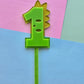 1 Dinosaur Cake Topper 10cm tall (7cm wide) neon green on jelly glitter green