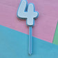 4 Cake Topper white on blue 7.5cm x 6cm
