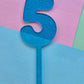 Number 5 Cake topper 10cmx6.5cm blue jelly glitter