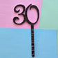 Number 30 pink black fancy silver matrix cake topper Approx 8cm tall