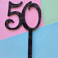 Number 50 black fancy silver  cake topper Approx 7cm tall
