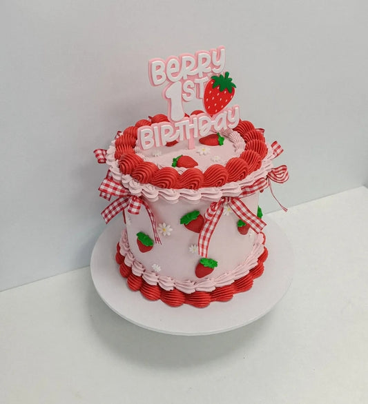 Berry 1st Birthday Cake Topper - Add Name