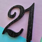 Number 21 black fancy silver matrix cake topper Approx 8cm tall