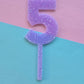 Number 5 Cake topper 8.5cm tall - purple sprinkle