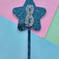 Glitter star cake topper 8 - silver on blue hex glitter