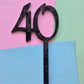 Number 40 black fancy silver  cake topper Approx 7cm tall