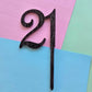 Number 21 black fancy silver matrix cake topper Approx 8cm tall
