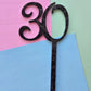 Number 30 black fancy silver  cake topper Approx 7cm tall
