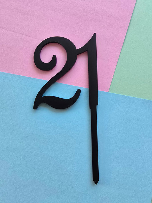 Number 21 black cake topper Approx 8cm tall