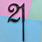 Number 21 black fancy silver  cake topper Approx 8cm tall