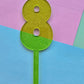Number 8 Cake topper 10cmx6cm green jelly glitter