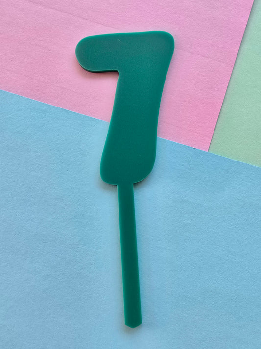 Number 7 Cake topper 10cmx6.5cm teal