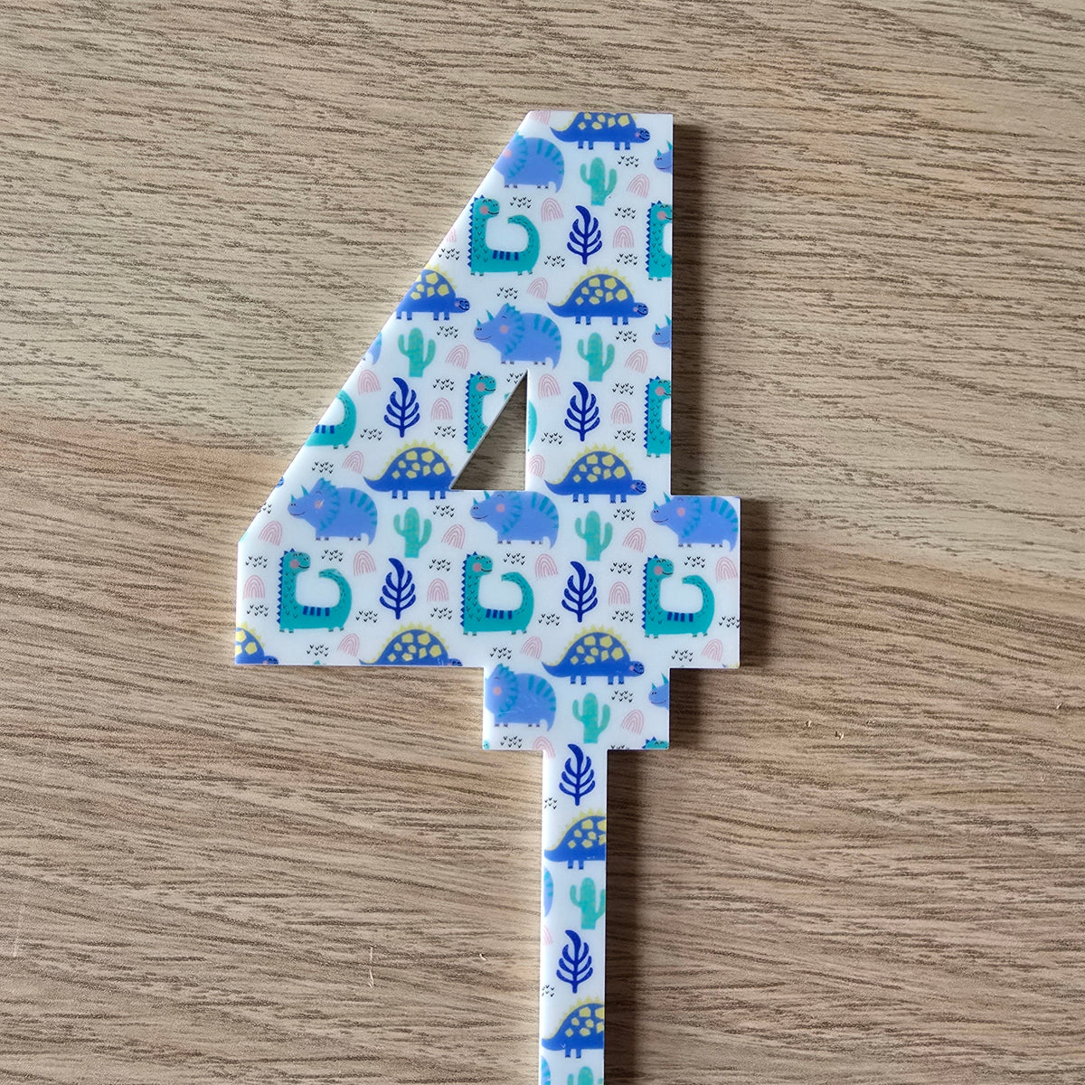 Dinosaur Print Number Cake topper - 4 - approx 9cm tall – Cake Topper Co