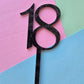 Number 18 black fancy silver cake topper Approx 8cm tall