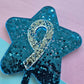 Glitter star cake topper 9 - silver on blue hex glitter