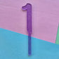 Small number 1 topper - purple jelly glitter - 7.5cm