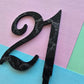 Number 21 black fancy silver  cake topper Approx 8cm tall