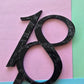 Number 18 black fancy silver cake topper Approx 8cm tall
