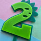 2 Dinosaur Cake Topper 10cm tall (7cm wide) green on teal