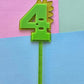 4 Dinosaur Cake Topper 10cm tall (7cm wide) neon green on jelly glitter green