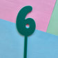 Number 6 Cake topper 10cmx6.5cm teal