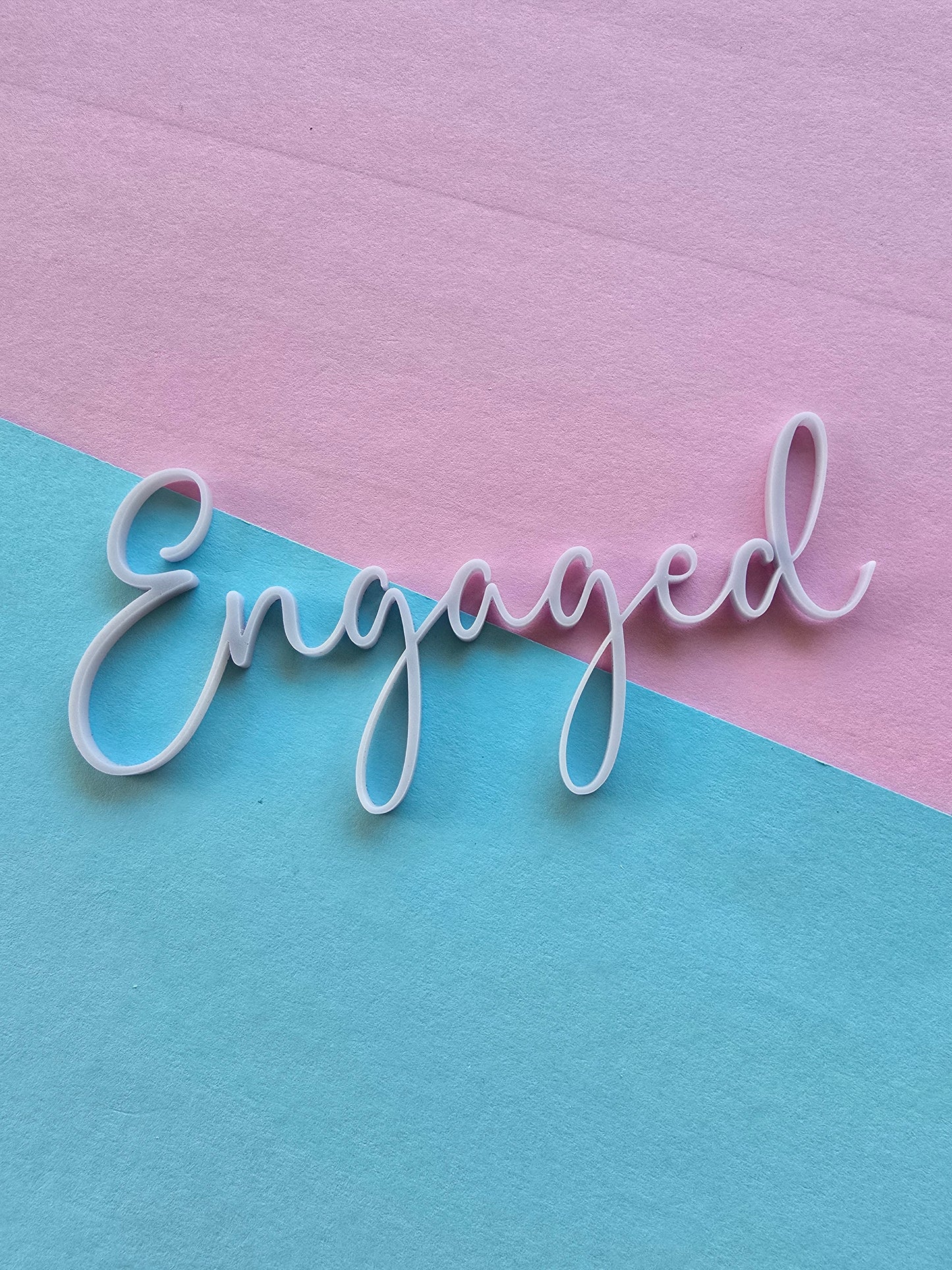 Engaged cake charm 12cm wide light purple