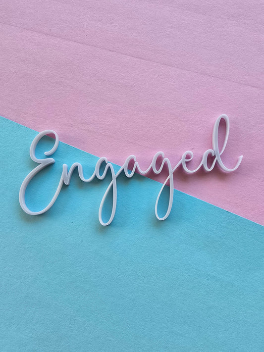 Engaged cake charm 12cm wide light purple