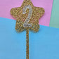 Glitter star cake topper 2 - silver on gold hex glitter