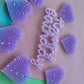 Purple sprinkle happy birthday charm + 7 hearts