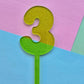 Number 3 Cake topper 10cmx7cm green jelly glitter
