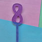 Small number 8 topper - purple jelly glitter - 7.5cm