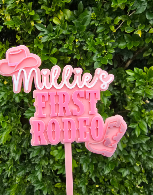 First Rodeo Cake Topper - Pinks