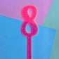 Number 8 neon pink neon ripple  cake topper Approx 10cm tall (is see through)