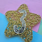 Glitter star cake fropper 3 - silver on gold hex glitter
