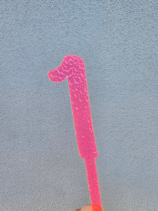 Number 1 neon pink neon ripple  cake topper Approx 10cm tall (is see through)