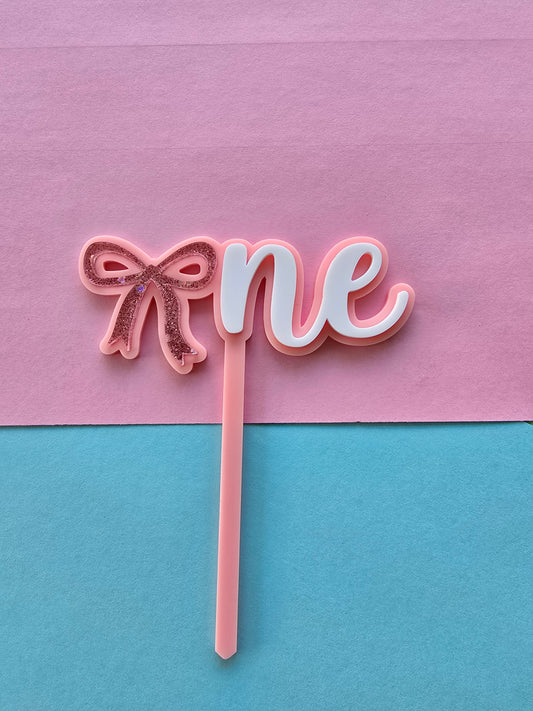 One Bow Topper fancy pink bow - CLEARANCE