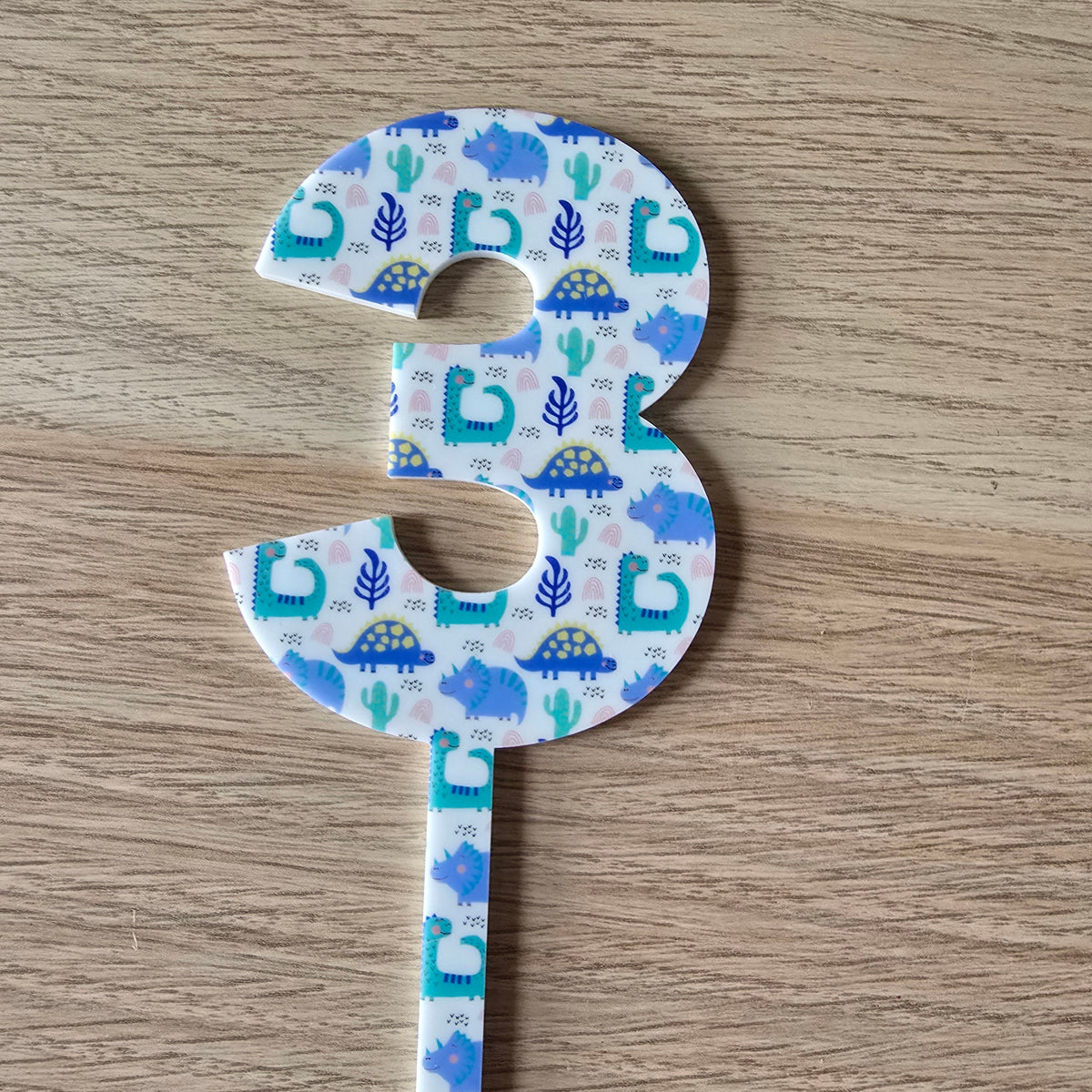 Dinosaur Print Number Cake topper - 3 - approx 9cm tall – Cake Topper Co