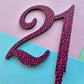Number 21 pink leopard print cake topper Approx 10cm tall