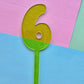 Number 6 Cake topper 10cmx6.5cm green jelly glitter