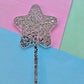 Glitter star cake topper blank - silver hex glitter