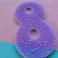 Number 8 Cake topper 10cm tall - purple sprinkle