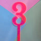 Number 3 neon pink neon ripple  cake topper Approx 10cm tall (is see through)
