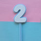 2 Cake Topper white on blue 7.5cm x 5cm