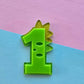 Dinosaur Number 1 charm - neon green on green jelly glitter - 8cm