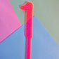 Number 1 neon pink neon ripple  cake topper Approx 10cm tall (is see through)