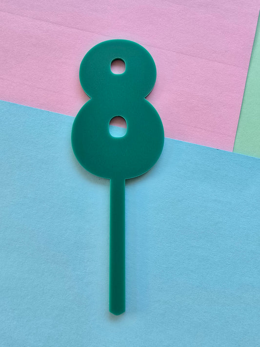 Number 8 Cake topper 10cmx6cm teal