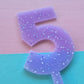 Number 5 Cake topper 8.5cm tall - purple sprinkle